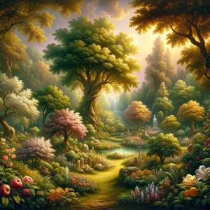 9. I sprawił Pan Bóg, że z ziemi wyrastały wszelkie drzewa piękne do oglądania i dobre do jedzenia, także drzewo życia pośrodku ogrodu oraz drzewo poznania dobra i zła.