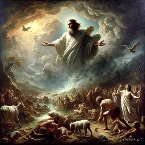 7. I rzekł Pan: „Zgładzę człowieka, którego stworzyłem z powierzchni ziemi – człowieka, bydło, istoty pełzające i ptaki powietrzne, bo żałuję, że je uczyniłem”.