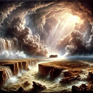 11. W roku sześćsetnym życia Noego, w drugim miesiącu, siedemnastego dnia miesiąca, właśnie w tym dniu wytrysnęły wszystkie źródła Wielkiej Otchłani, a upusty nieba się otwarły.