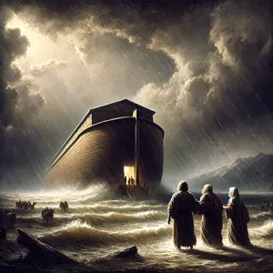 13. W tymże dniu Noe wszedł do arki, a z nim Sem, Cham i Jafet, synowie Noego, żona Noego oraz trzy żony jego synów.