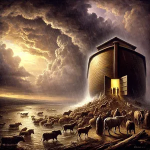 16. Weszły samiec i samica wszelkich istot, jak Bóg rozkazał Noemu. A Pan zamknął arki za nim.