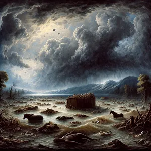 21. Wtedy wyginęło wszelkie ciało poruszające się na ziemi: ptaki, bydło, dzikie zwierzęta, wszelkie płazy pełzające po ziemi i wszyscy ludzie.