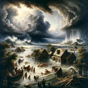 4. Bo za siedem dni ześlę deszcz na ziemię przez czterdzieści dni i czterdzieści nocy i zgładzę z powierzchni ziemi wszelką istotę, którą stworzyłem».