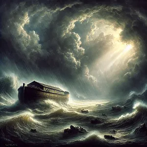 1. Bóg wspomniał na Noego, na wszystkie dzikie zwierzęta i na całe bydło, które było z nim w arce. Bóg zesłał wiatr na ziemię, a wody zaczęły opadać.