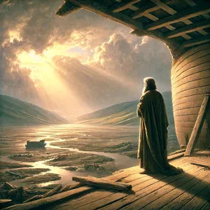 13. W sześćset pierwszym roku, pierwszego dnia pierwszego miesiąca, wody wyschły na ziemi. Noe zdjął dach arki, spojrzał i zobaczył, że powierzchnia ziemi była sucha.