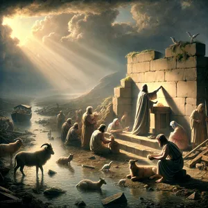 20. Noe zbudował ołtarz dla Pana, wziął z każdego czystego zwierzęcia i z każdego czystego ptaka i złożył całopalenia na ołtarzu.