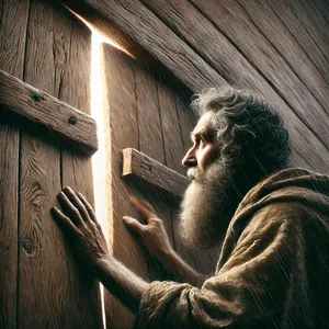 6. Po czterdziestu dniach Noe otworzył okno arki, które uczynił,