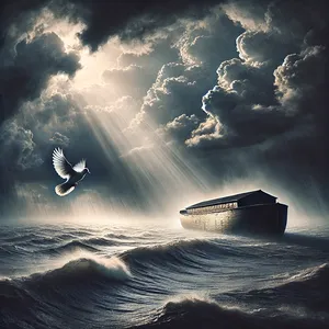 8. Potem wypuścił gołębicę, aby sprawdzić, czy wody opadły z powierzchni ziemi.