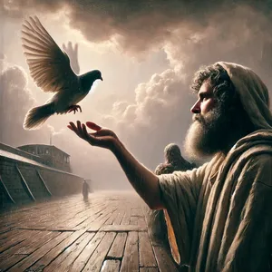 9. Lecz gołębica nie znalazła miejsca, gdzie by mogła spocząć, i wróciła do niego do arki, bo jeszcze były wody na całej powierzchni ziemi. On wyciągnął rękę, pochwycił ją i zabrał z powrotem do arki.